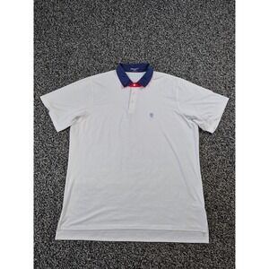 B Draddy Sport Polo Shirt 2XL White Blue Outdoors Golf‎ Performance Preppy Men